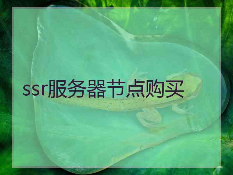 ssr服务器节点购买