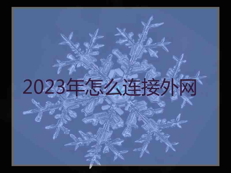 2023年怎么连接外网