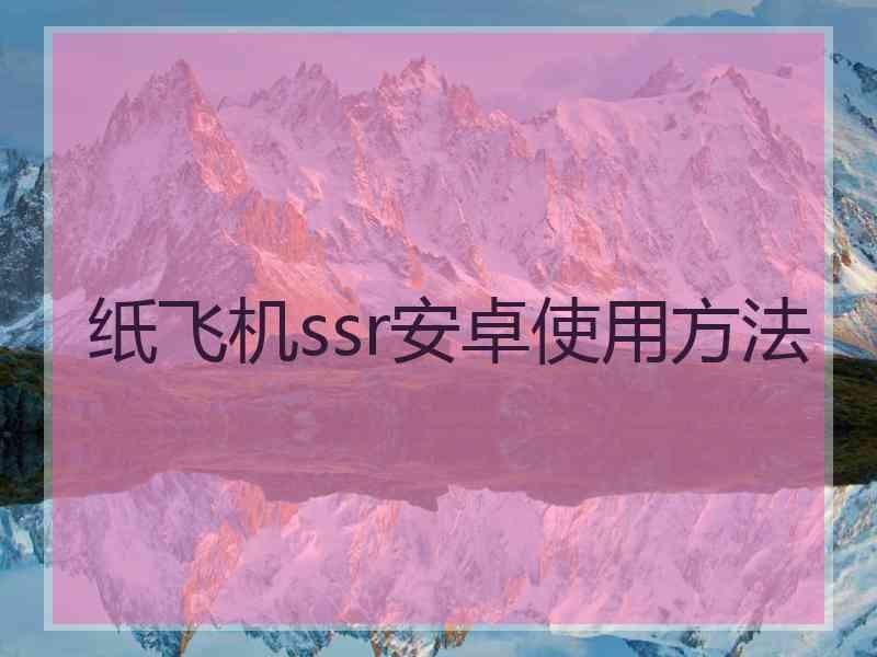 纸飞机ssr安卓使用方法