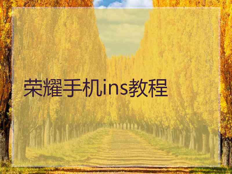 荣耀手机ins教程